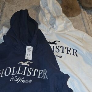 Hollister Bundle (2) Of Womens Blue and White Hoodies